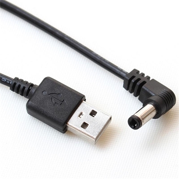 USB Type A to 90° bend DC Jack 5.5X2.1mm Power Cable