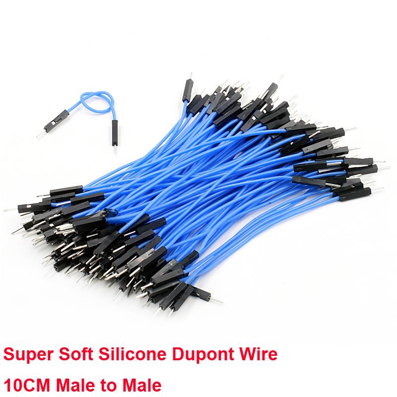 10cm Super Soft Silicone M/M Blue Dupont Wire [100pcs Pack]