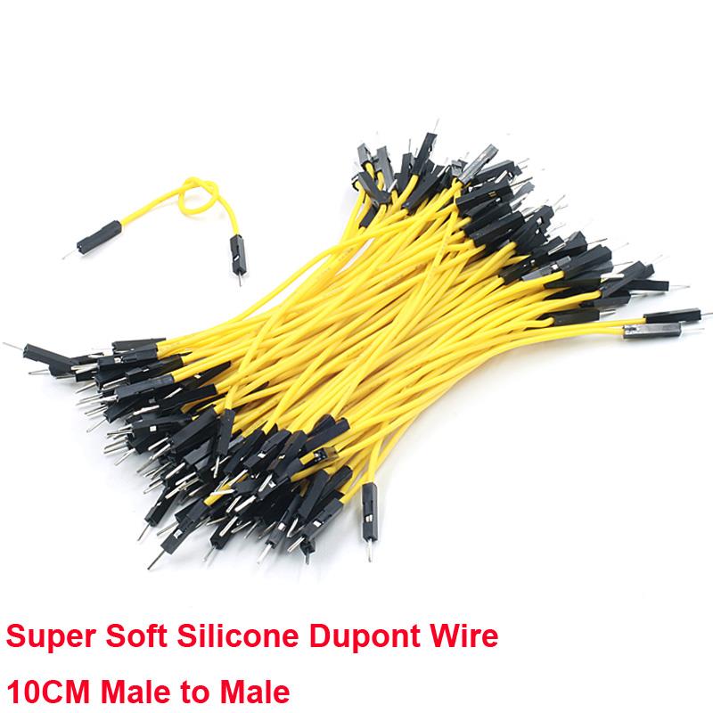 10cm Super Soft Silicone M/M Yellow Dupont Wire [100pcs Pack]