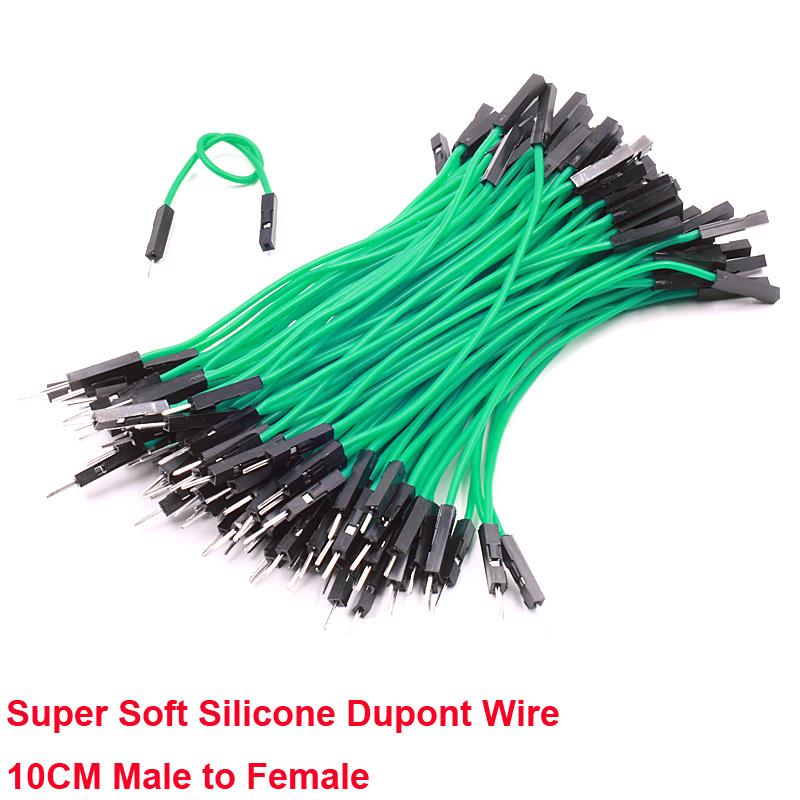 10cm Super Soft Silicone M/F Green Dupont Wire [100pcs Pack]