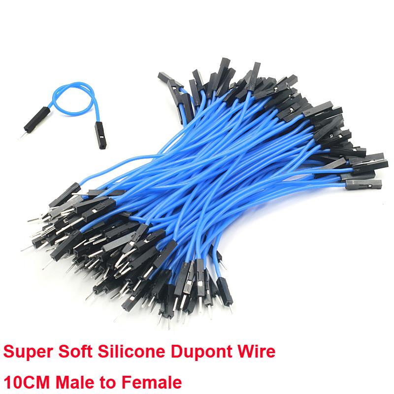 10cm Super Soft Silicone M/F Blue Dupont Wire [100pcs Pack]