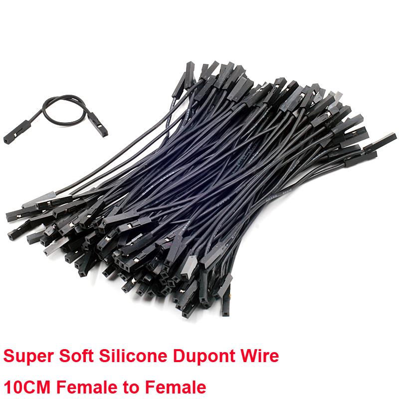 10cm Super Soft Silicone F/F Black Dupont Wire [100pcs Pack]