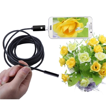 USB Borescope Endoscope Inspection Camera - 5M/16.4ft, Len Diameter 7mm, 0.3 Megapixels, 6 LED, Waterproof IP67