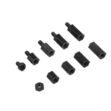 180Pcs Black M3 Nylon Hex Spacers Screws Nuts Stand-off Kit