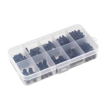 180Pcs Black M3 Nylon Hex Spacers Screws Nuts Stand-off Kit