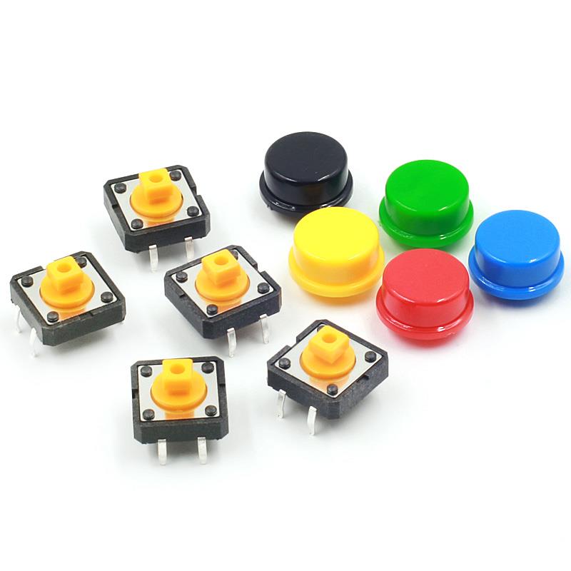12X12X7.3mm Tactile Push Button Switch with cap [5pcs Pack]