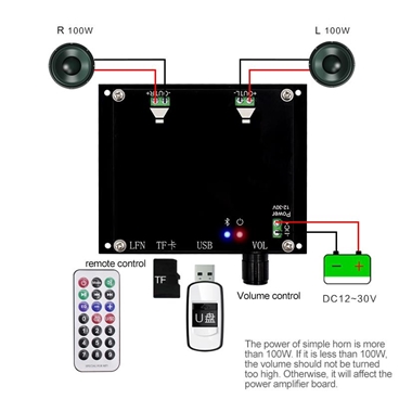 XH-A106 100Wx2 Bluetooth 5.0 TDA7498 Wireless Digital Power amplifier