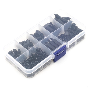 180Pcs Black M3 Nylon Hex Spacers Screws Nuts Stand-off Kit